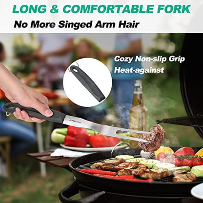 HAUSHOF Large Grill Accessories Heavy Duty BBQ Set Gifts for Men/Women - Premium Stainless Steel Spatula, Fork & Tongs, Barbecue Utensils Tool Kit Gift for Grilling Lover Outdoor - style: Original