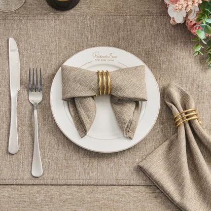 Flaxen 17x17 Polyester Linen Farmhouse Cloth Napkins Set of 8 | Waterproof, Stain Resistant, Shrink Proof, Washable, fabric, Outdoor, Reusable, Dining, Wedding, Kitchen, Party, Birthday - color: Flaxen