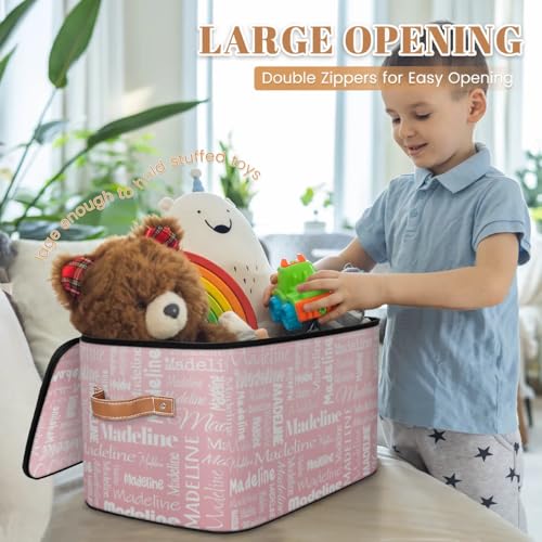 Custom Storage Basket with Name, Personalized Keepsake Box,Pink | Foldable Fabric Gradient Large Memory Bin with Handle Lid Lightweight Waterproof Dustproof, 14"L x 10.2"W x 10.4"H - color: Option 20