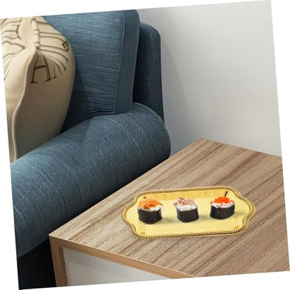 Antique Floral Engraved Serving Tray Rectangular Metal Platter for Beverages and Desserts Elegant Buffet and Wedding Decor Reflective Finish for Stunning Presentation