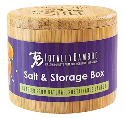 Totally Bamboo Salt Cellar Bamboo Storage Box with Magnetic Swivel Lid, 6 Ounce Capacity, "Take Life with a Grain of Salt" Engraved on Lid
