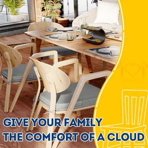 AAAAAcessories D-Shaped Chair Cushions, 2" Thick Dining Chair Pads with Ties and Removable, Machine-Washable Cover, 17" x 16", Set of 4, Gray - color: Gray, size: 4 Count(Pack of 1)