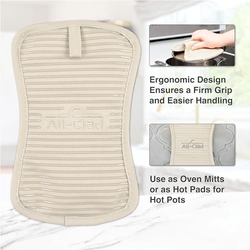 All-Clad Premium Pot Holder & Hot Pad: Heat Resistant to 500 Degrees - 100% Cotton, 10"x6.25" Hot Pad for Kitchen and Barbeque, (1-Pack), Almond - color: Almond, size: 1 Pack
