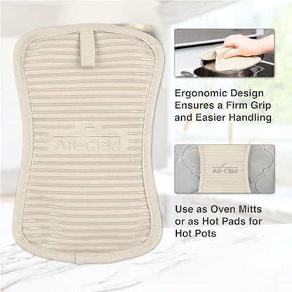 All-Clad Premium Pot Holder & Hot Pad: Heat Resistant to 500 Degrees - 100% Cotton, 10"x6.25" Hot Pad for Kitchen and Barbeque, (1-Pack), Almond - color: Almond, size: 1 Pack