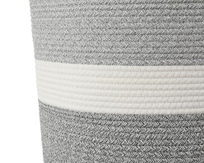 16"x20" Extra Large Cotton Rope Basket with Zipper Lid, Woven Laundry Hamper and Blanket Storage Basket, Round Clothes Bin for Living Room Bedroom, Dual Grey - color: Dual Grey
