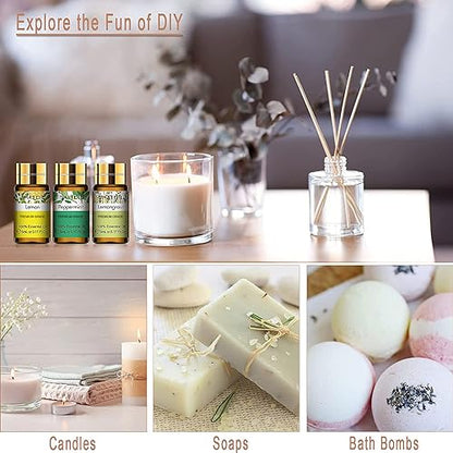 PHATOIL Essential Oil Set for Skin Care, Aromatherapy, Diffuser | 100% Natural and Pure, Gift Set Ideal for Massage, Home, DIY Candle Soap Making, 12Pcs x 5ml