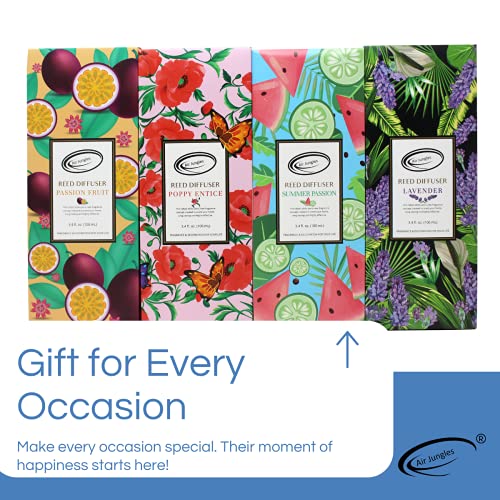 Air Jungles Passion Fruit Fragrances Reed Diffuser Set with Sticks, Scent Incense Oil, Essential Oil Air Freshener for Home, Office, Gym, and Room Diffuser, 3.4 fl. oz - color: Passion Fruit, size: 100ml