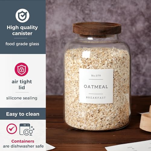 CZSZYGHBAO 2 PCS Large Glass Jar with Airtight Lid, Glass Food Storage Jars for Tea,Spice,Cereal, Egg,Flour,Coffee and More(70 FL OZ/2000 ml) - color: 2000ml
