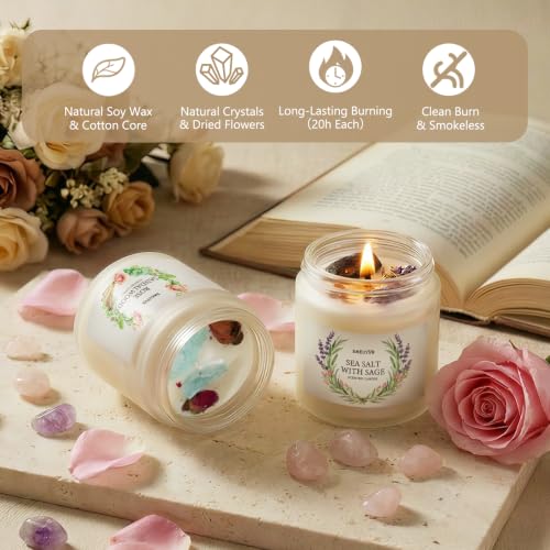 Scented Candles for Home,8 Pack Soy Candles Gift Set for Women,Aromatherapy Candle with Crystals Inside-Perfect for Mother's Day,Valentine's Day, Birthdays, Anniversaries,Christmas