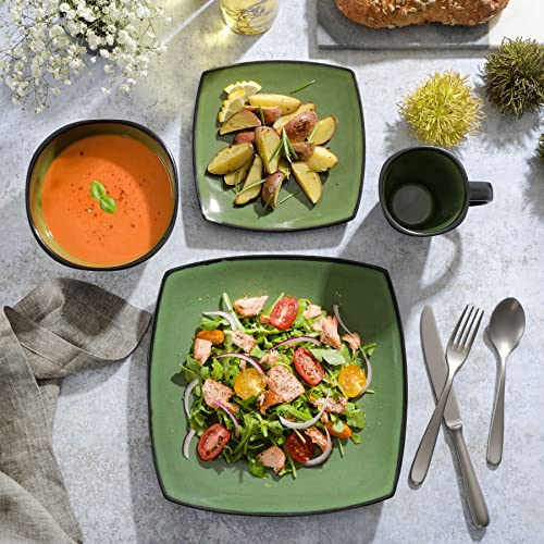 Gibson Elite Soho Lounge 16 Piece Dinnerware Set, Green - color: Green (Soho Lounge), size: Service for 4 (16pcs)