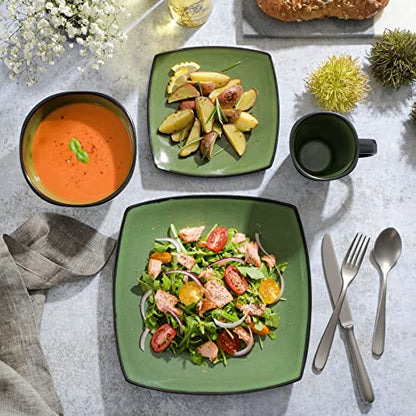 Gibson Elite Soho Lounge 16 Piece Dinnerware Set, Green - color: Green (Soho Lounge), size: Service for 4 (16pcs)