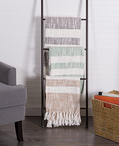 DII Mid-Century Modern Slub Stripe Woven Throw, Mint, 50x60 - color: Mint