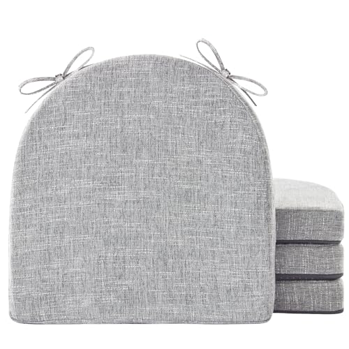IPYNBAP Chair Cushions for Dining Chairs, Kitchen Chair Cushions, 16'' x 16'' x 2'', Non Slip Indoor Seat Cushions, Chair Pads for Dining Chairs with Ties & Removable Cover, Set of 4, Light Grey - color: Light Grey, size: 4 Count(Pack of 1)