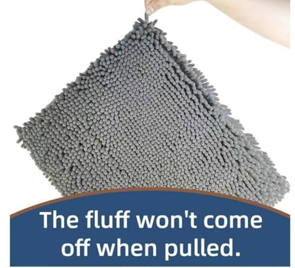 Thick Soft Fluffy Chenille Bath Mat,Super Absorbent Bathroom Mat,Non Slip Bath Rug for Bathroom Floor,Quick Drying Soft Touch Bath Mat (Grey,19.7 * 31.5in)