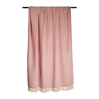 DII Modern Zig Zag Throw Blanket Woven Cotton, Hand-Knotted 2.5" Fringe, 50x60, Blush Pink - color: Blush Pink, size: 50x60"