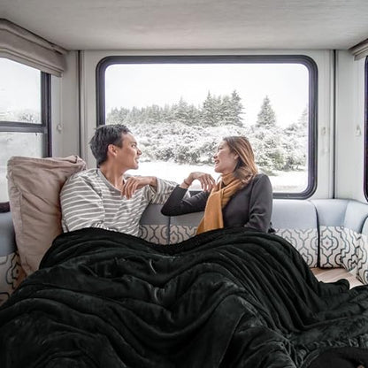 Utopia Bedding Reversible Plush Sherpa Blanket King Size Black, 90x102 Inch | Soft, Warm, Fleece, Bed, Sofa, Couch, Camping, Travel, Cozy, All Season - color: Black, size: King (90x102 Inch)