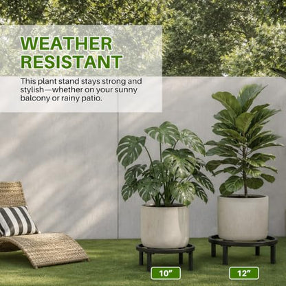 Metal Plant Stand Indoor & Outdoor Flower Pot Holder, Black 10" - 2PCS | Indoor & outdoor usable ; Heavy duty load bearing：Up to 300 Lbs ; Ultra Stable, Not Wobbing - size: 10"-2PCS