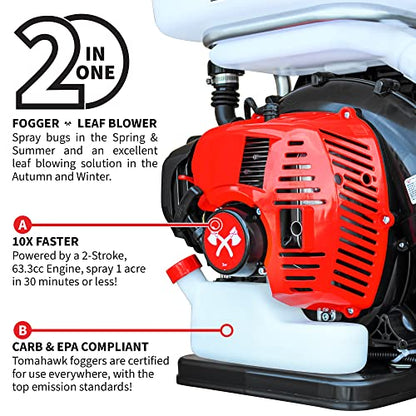 Tomahawk Power 3HP Backpack Mosquito Fogger Leaf Blower 3.7 Gallon Tank Garden Sprayer (Turbo Fogger + ULV Nozzle) - size: Turbo Fogger (With ULV Nozzle)