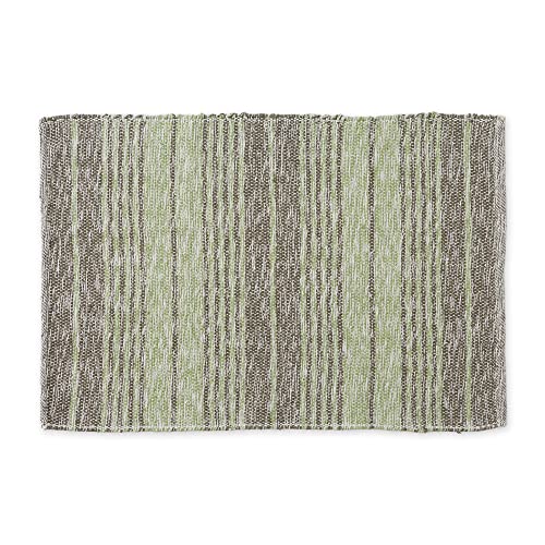 DII Woven Rag Rug Collection Recycled Yarn Variegated Rustic Stripe, 2x3', Artichoke - color: Artichoke