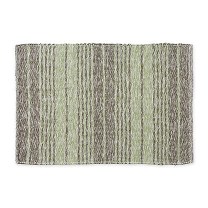 DII Woven Rag Rug Collection Recycled Yarn Variegated Rustic Stripe, 2x3', Artichoke - color: Artichoke