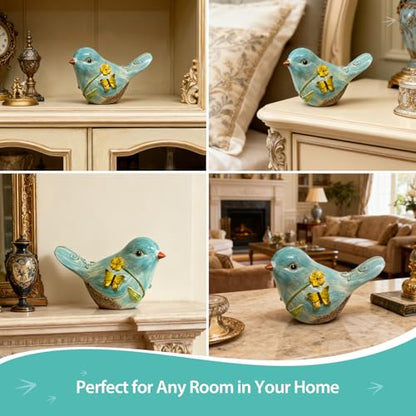 Home Shelf Decor, Blue Bird Statue - color: Blue