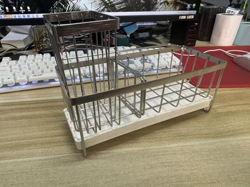 Kitchen Sink Organizer, Large Sink Caddy with Drain Tray, Stainless Steel Sponge Holder, Dish Cloth Rack, Brush Holder, Rustproof Countertop Kitchen Organizer