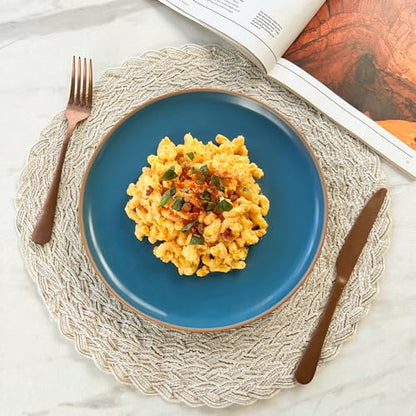 Mora Ceramic Artisan Matte Dinner Plates Set of 6, 10 inch Dish Set - Microwave, Oven, and Dishwasher Safe, Scratch Resistant, Modern Rustic Dinnerware- Kitchen Porcelain Serving Dishes - color: Artisan Matte
