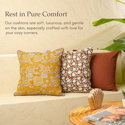 JBH Hand Block Print Reversible Throw Pillow Covers 18x18 Inch Set of 2 – Handmade Cotton Throw Pillow Cases (Camel Brown, 18x18 Inch) - color: Camel Brown