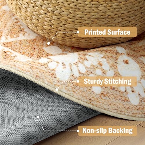 Carvapet Faux Jute 2 ft Round Washable Rug, Imitation Jute Low Pile Circle Small Carpet with Non Slip Rubber Backing, Foldable Stain Resistant Area Rug for Living Room Bedroom Office Bathroom - color: Pearl, size: 2' (Round)