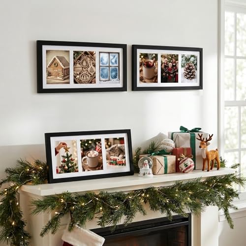 Fixwal 8x16 Collage Picture Frame, Holds Three 5x7 Photos, PVC | Shatter Resistant Plastic Cover, Wall or Tabletop Decor - size: 8x16（3-5x7）
