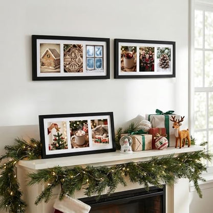 Fixwal 8x16 Collage Picture Frame, Holds Three 5x7 Photos, PVC | Shatter Resistant Plastic Cover, Wall or Tabletop Decor - size: 8x16（3-5x7）