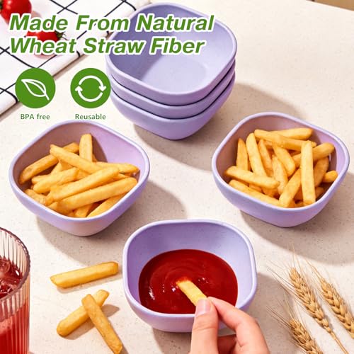 SHECIPIN 12 Pack Unbreakable Dipping Bowls, 4.5 OZ Soy Sauce Dishes，dipping sauce cups，small bowls for dips (Elegant purple) - color: Elegant purple