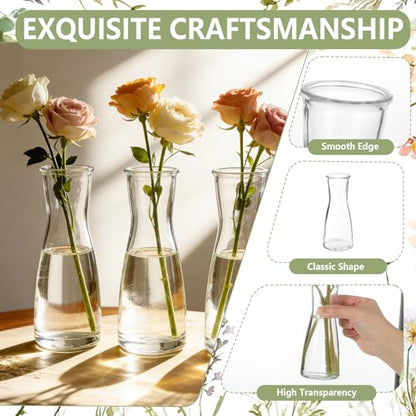 12 Set Glass Bud Vases for Centerpieces Small Clear Flower Vase Modern Decorative Vases Mini Clear Bud Vases Mini Decorative Bulk Vase for Bridal Shower Wedding Birthday Party Dining Table Decor