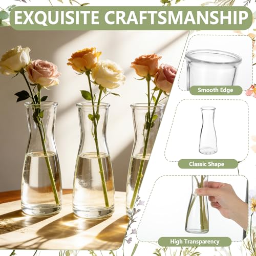 24 Set Glass Bud Vases for Centerpieces Small Clear Flower Vase Modern Decorative Vases Mini Clear Bud Vases Mini Decorative Bulk Vase for Bridal Shower Wedding Birthday Party Dining Table Decor