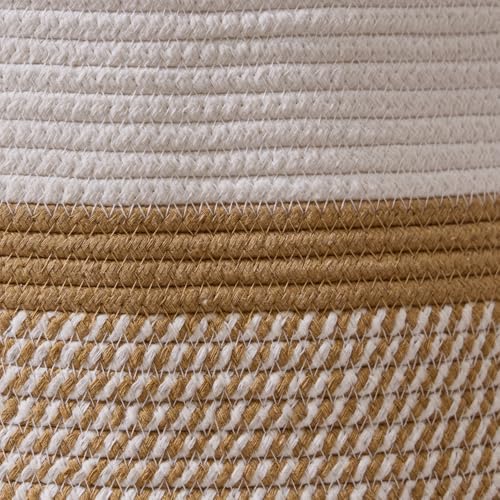 Extra Large Nursery Storage Basket, 20 x 20 x 13.8 inches - 100% Cotton Rope Baskets with Handles, Blanket Basket for Toys, Blankets & Pillows (Gradient Brown) - color: Gradient Brown