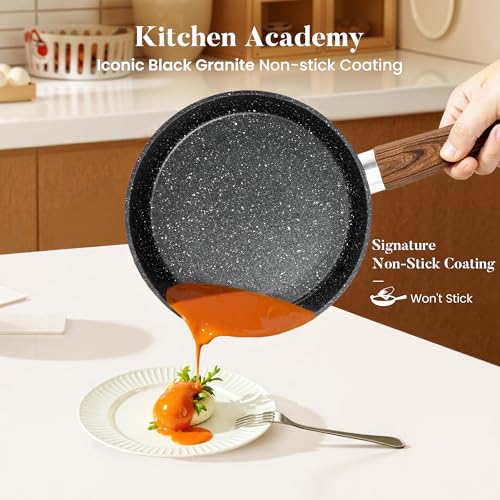 Kitchen Academy 17Pcs Pots and Pans Set, Black | Non Stick, Induction Cookware - color: Black, size: 17 PCS Cookware Set