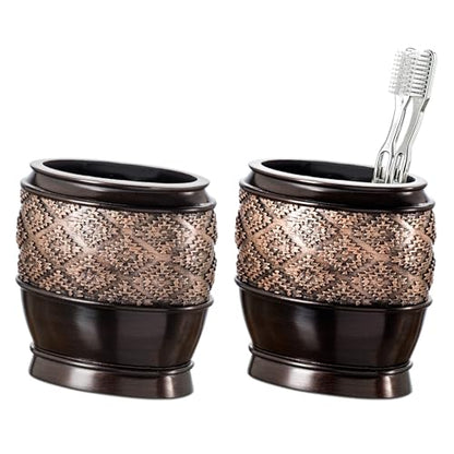 Creative Scents Dublin Brown Countertop Toothbrush Holders for Bathrooms - Decorative Tooth Brush Holder for Bathroom - Toothbrush Organizer for Regular or Electric Toothbrushes and Toothpaste - style: Toothbrush Holder