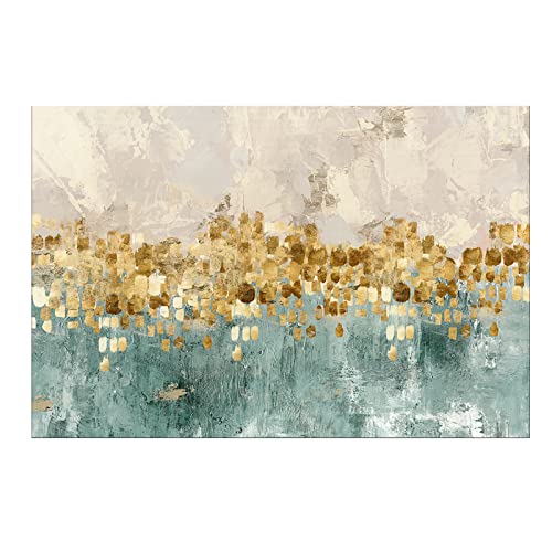 DZL Art A74669 Brown and Blue Abstract Painting Modern Decor Wall Art Tan Color Canvas Gray Painting Contemporary Decor Abstract Canvas Living Room Art Painting - color: Gold Canvas, size: 36" L x 24" W