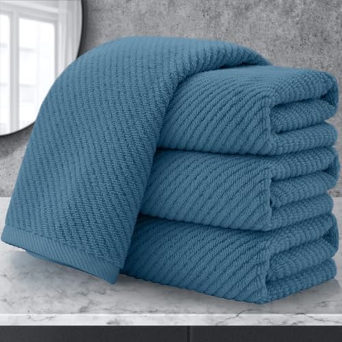 VOOVA & MOVAS Hand Towels 4PC, 100% Cotton, 18x28 in, Dark Blue | Thick, Quick Dry, Soft, Absorbent, Bath Hand Towels, Towel Gift Set, Great For Home, Guest Room, Travel - color: Labrador Blue, size: 4 PC Hand Towel Set