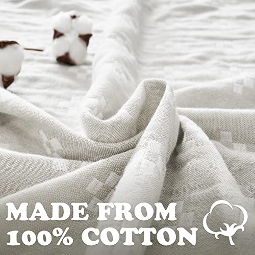 jinchan 100% Cotton Muslin Blanket Twin Boho Throw Blanket 50x60 Oatmeal | 3-Layer, Geometric Cross Quilt, Cooling Breathable Lightweight, for Adult, Soft, Reversible, Summer, Couch, Sofa, Bedroom - color: B. Cross Grey, size: 50"x60"