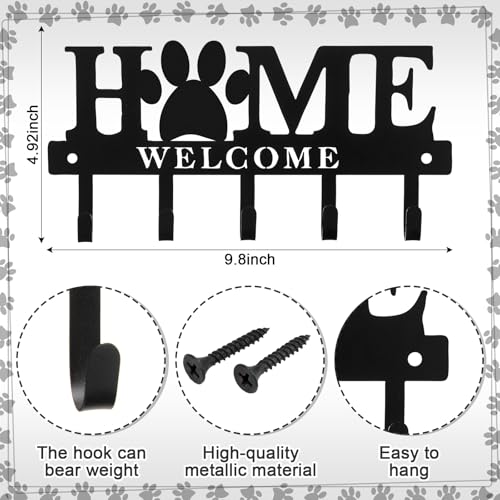 Key Holder Wall Mount Paw Print Metal Key Hooks Organizer Dog Leash Holder with 5 Hooks Rustic Farmhouse Decorative Welcome Home Wall Decor for Entryway Bathroom Dog Lover 9.8 Inch - style: Paw Print