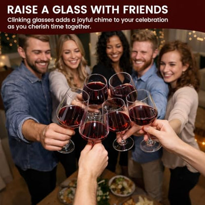 GENICOOK Red Wine Glasses Set of 6, 18 oz Crystal Wine Glasses, Large Hand Blown Stemmed Wine Glass Set, Elegant Dishwasher Safe Glassware for Dinner Party Wedding Gift - size: 18 OZ