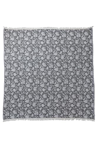 Flower Organic Cotton Turkish Throw Blanket, Muslin - Black | Thin, Soft, Lightweight, Breathable Gauze Weave, White Reversible Floral Print, for Sofa, Chair, Couch, 65" x 65" - color: Black Whimsy