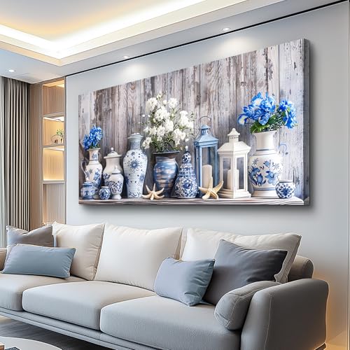 Lapremoly Large Canvas Wall Art Farmhouse Wall Decor Modern Abstract Flower in Vase Pictures for Living Room Bedroom Office Artwork for Walls Floral Nature Themed Rustic Still Life Kitchen Decoration - color: Painting Of A Vase, size: 60"L x 30"W