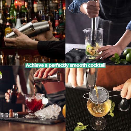 Homestia Cocktail Shaker Set Bartender Kit : 12-Pieces Bar Tool Set Barware | Stainless Steel Bar Set Accessories, 18 oz/28oz Weighted Boston Shaker Tins, Martini Shaker Mixing Tools for Home Bartending - color: Silver