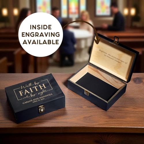 Personalized Memory Box for Keepsakes, Custom Engraved Wooden Keepsake Box, Baptism, First Communion & Christening Gift for Boys & Girls, Storage for Jewelry, Photos & Mementos - style: 14. Baptism Designs 2
