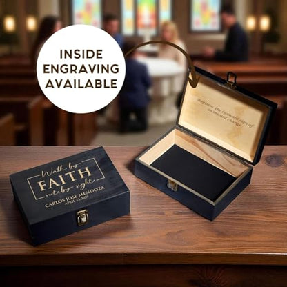 Personalized Memory Box for Keepsakes, Custom Engraved Wooden Keepsake Box, Baptism, First Communion & Christening Gift for Boys & Girls, Storage for Jewelry, Photos & Mementos - style: 14. Baptism Designs 2
