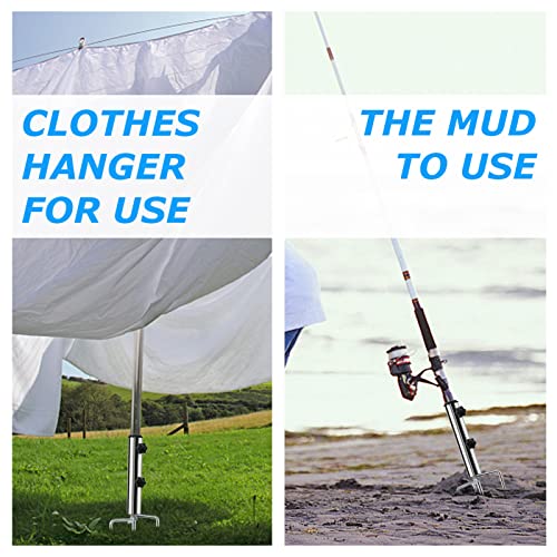 weallbuy Beach Umbrella Sand Anchor with 4 Legs, Removable & Adjustable Heavy Duty Metal Sun Holder, Outdoor Umbrella Stand Steel Anchor for Beach Grass Sand