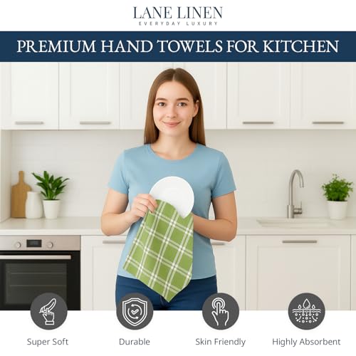 LANE LINEN Cotton Kitchen Towels Set, 4-Pack – Absorbent, Quick-Drying Dish Towels, 18" x 28" - Sage Green - color: 09: Sage Green, size: 18''x28" - 4 Pack
