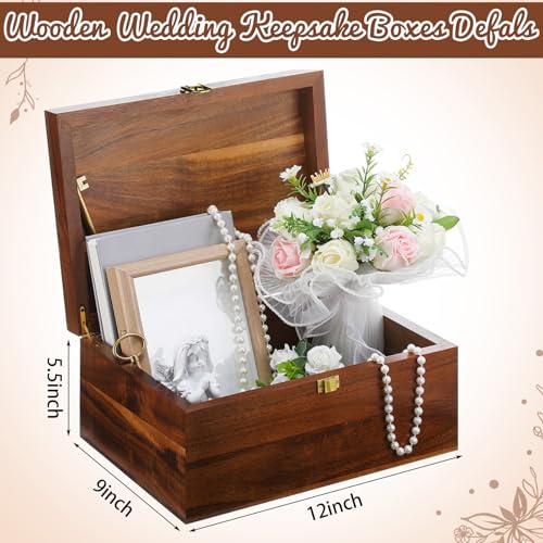 Large Wooden Wedding Keepsake Box with Lid,Mr&mrs | 12 x 9 x 5.5 Inch Memory Storage, Engagement Gift for Couples Newlyweds, Bridal Shower Organizer, Photo Jewelry Holder - style: Mr&Mrs